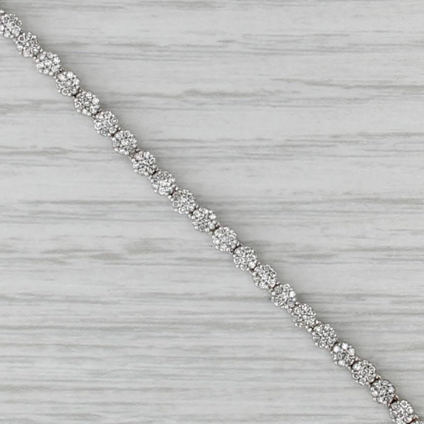 0.80ctw Diamond Tennis Bracelet 14k White Gold Bar Links 6.75" 3.1mm