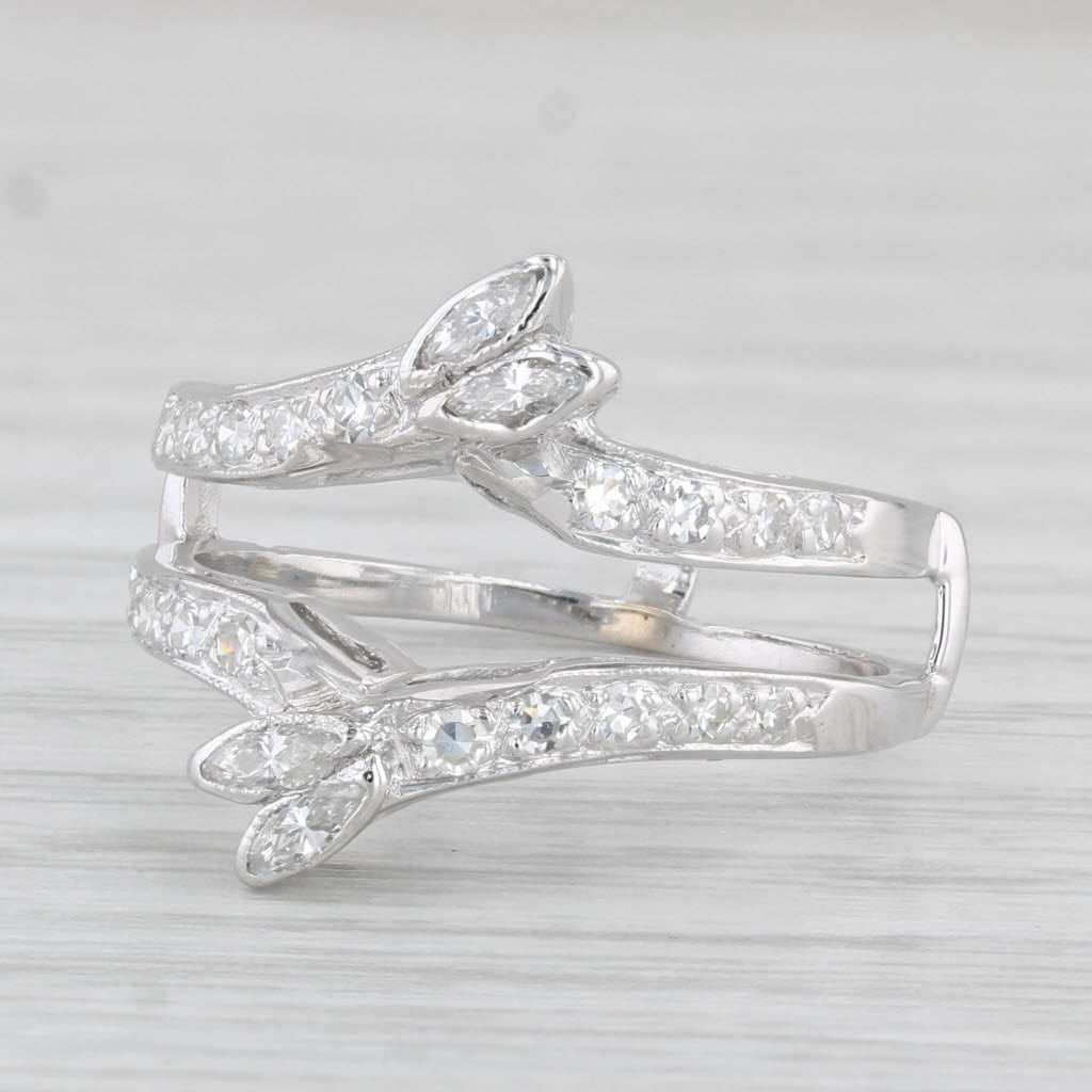 Light Gray 0.50ctw Diamond Ring Jacket Guard Enhancer 14k White Gold Sz 6.25 Bridal Wedding