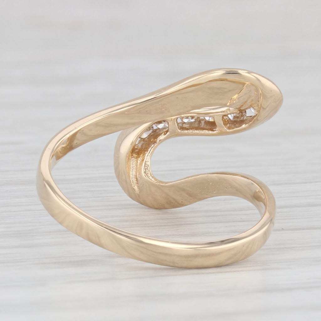 Light Gray Diamond Abstract Bypass Ring 14k Yellow Gold Size 6
