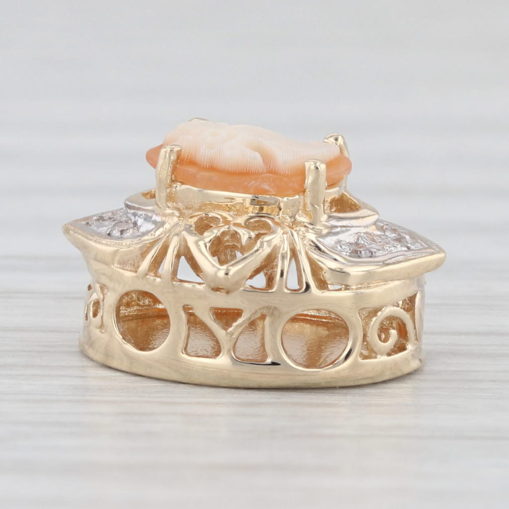Light Gray Richard Klein Carved Shell Cameo Slide Bracelet Charm 14k Yellow Gold Vintage