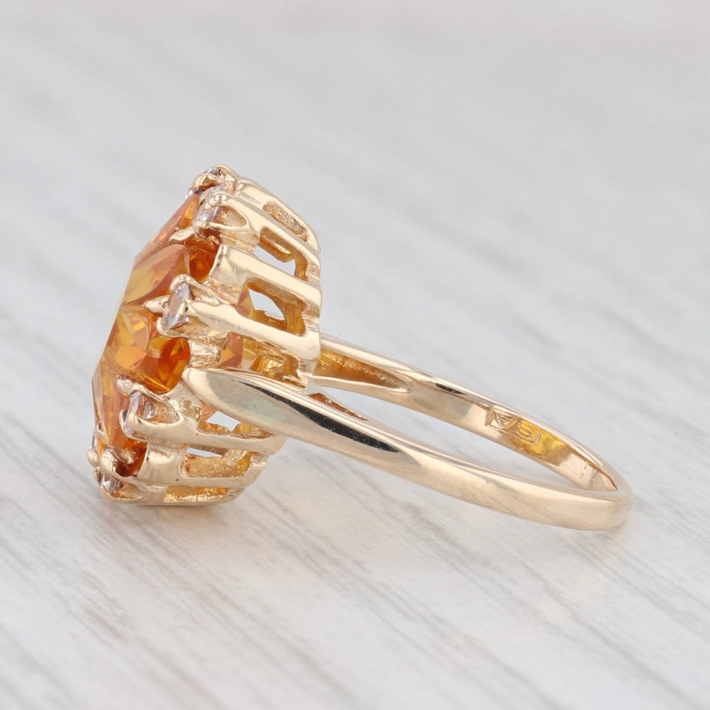 Light Gray Lab Created Yellow Orange Sapphire White Spinel 10k Yellow Gold Ring Size 5.75