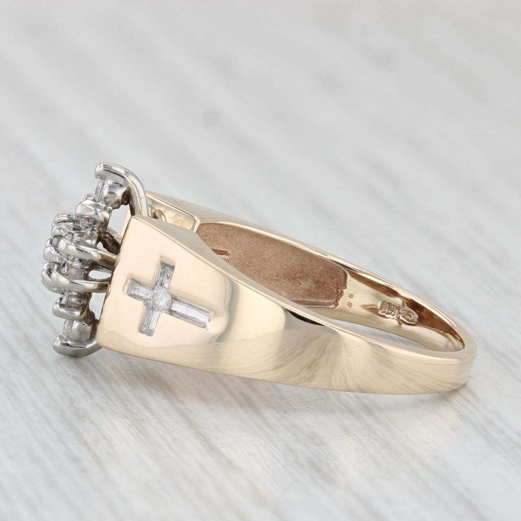 Light Gray 0.20ctw Diamond Cluster Ring 10k Yellow Gold Engagement Cross Accents Size 7