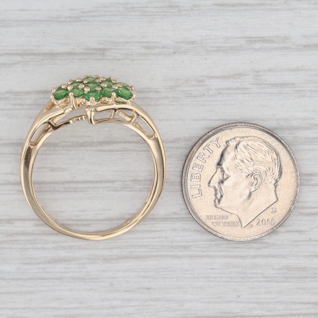 Light Gray 1ctw Tsavorite Green Garnet Cluster Ring 14k Yellow Gold Size 8.25