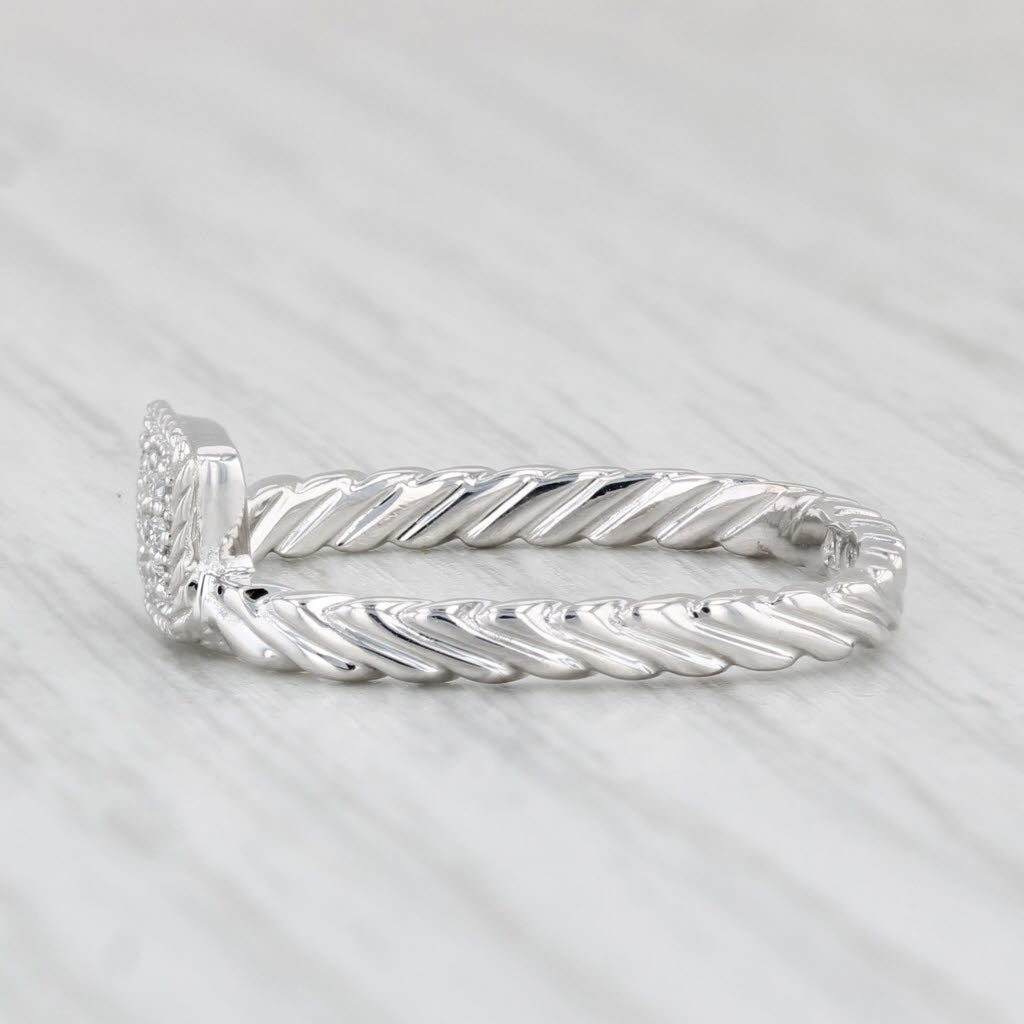 Light Gray ALOR Diamond Ring 18k White Gold Stackable Size 7.75 with Box