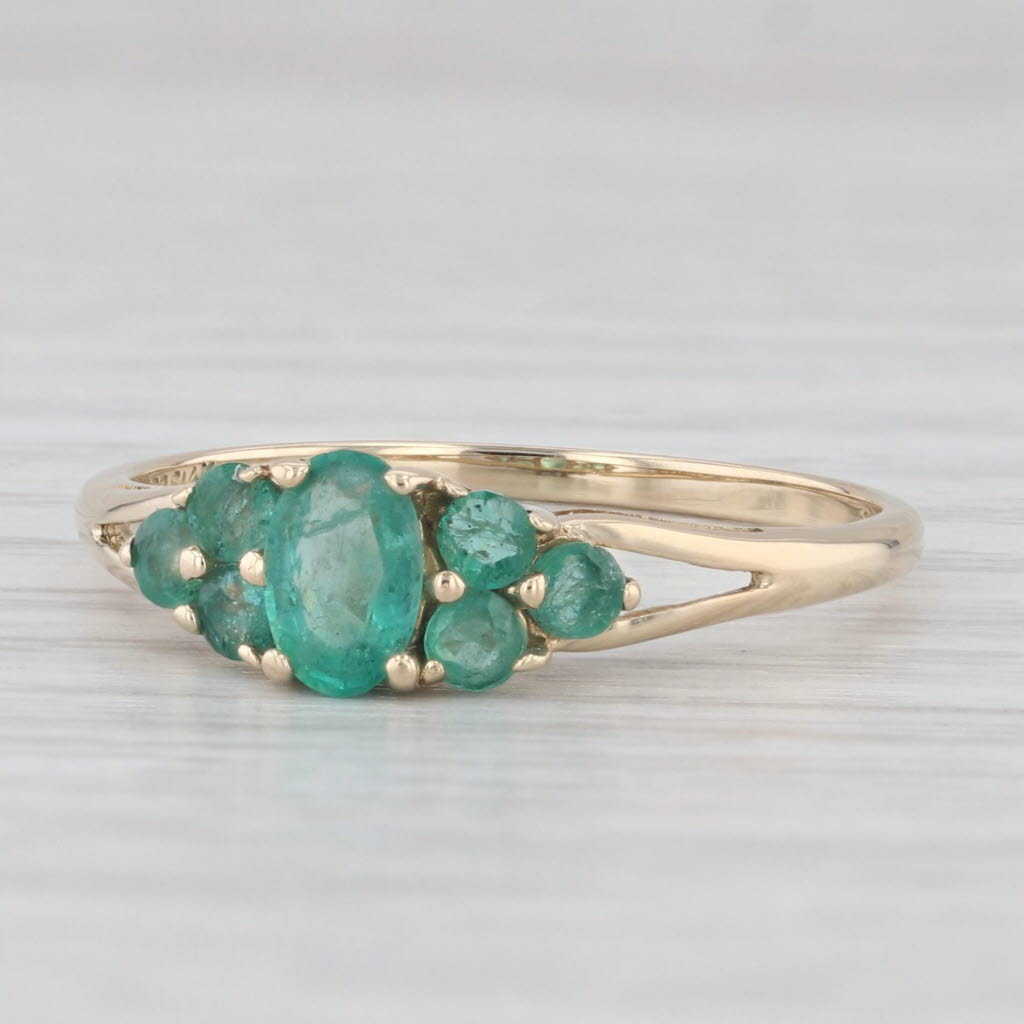 Light Gray 0.76ctw Emerald Ring 14k Yellow Gold Size 9