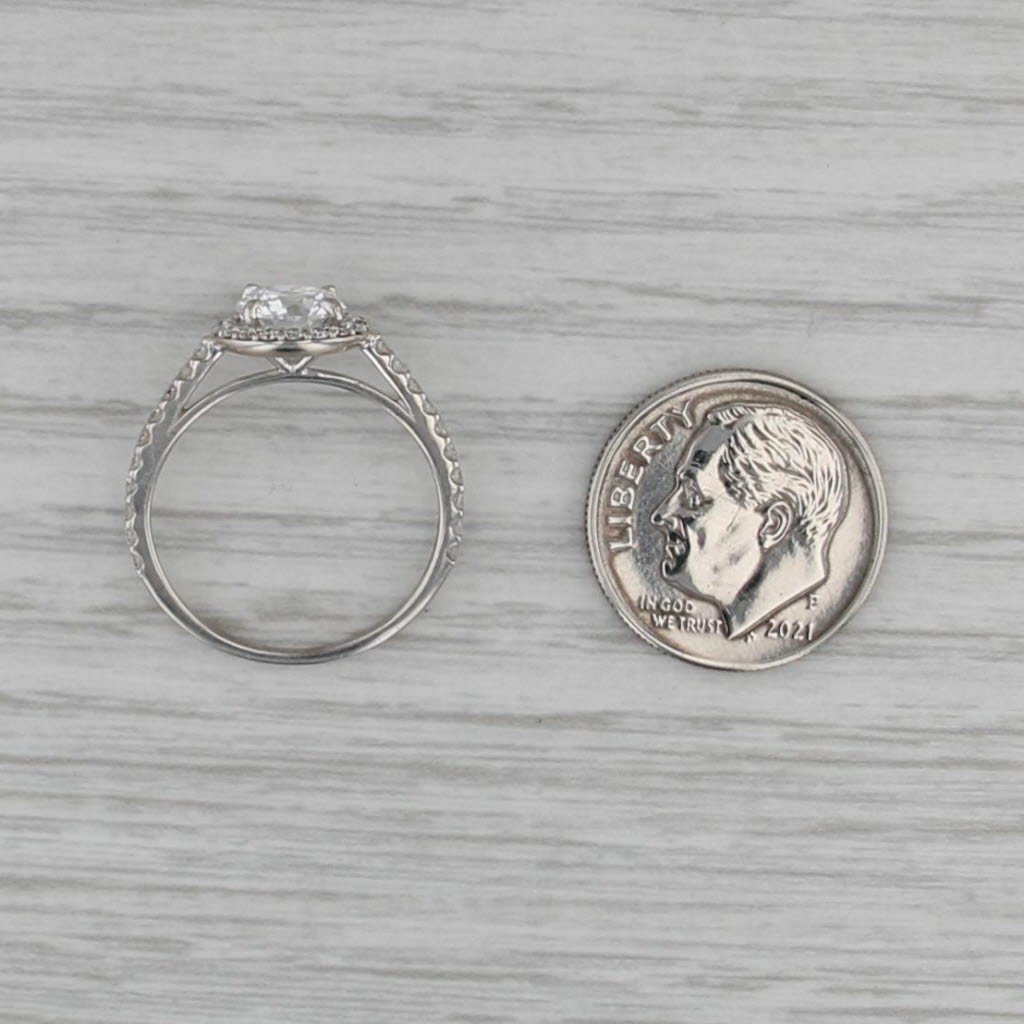 1.39ctw Lab Grown Diamond Halo Engagement Ring 14k White Gold Size 6 IGI