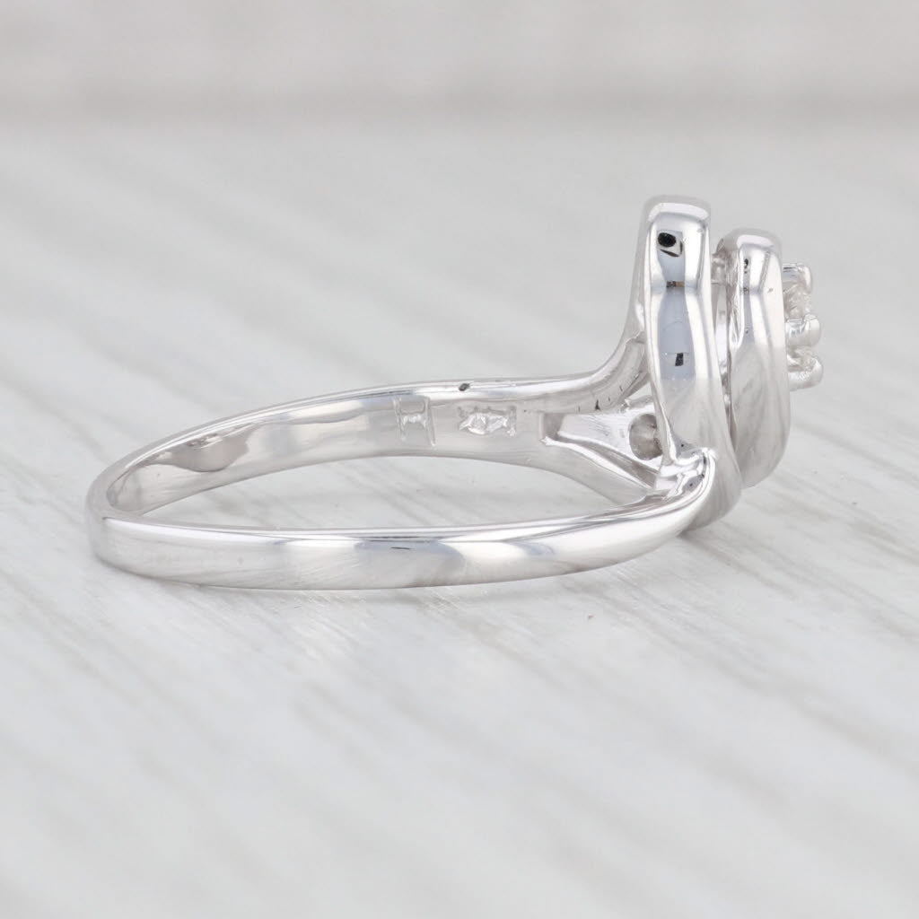 Light Gray 0.15ctw Diamond Bypass Ring 14k White Gold Size 8 Round Contoured