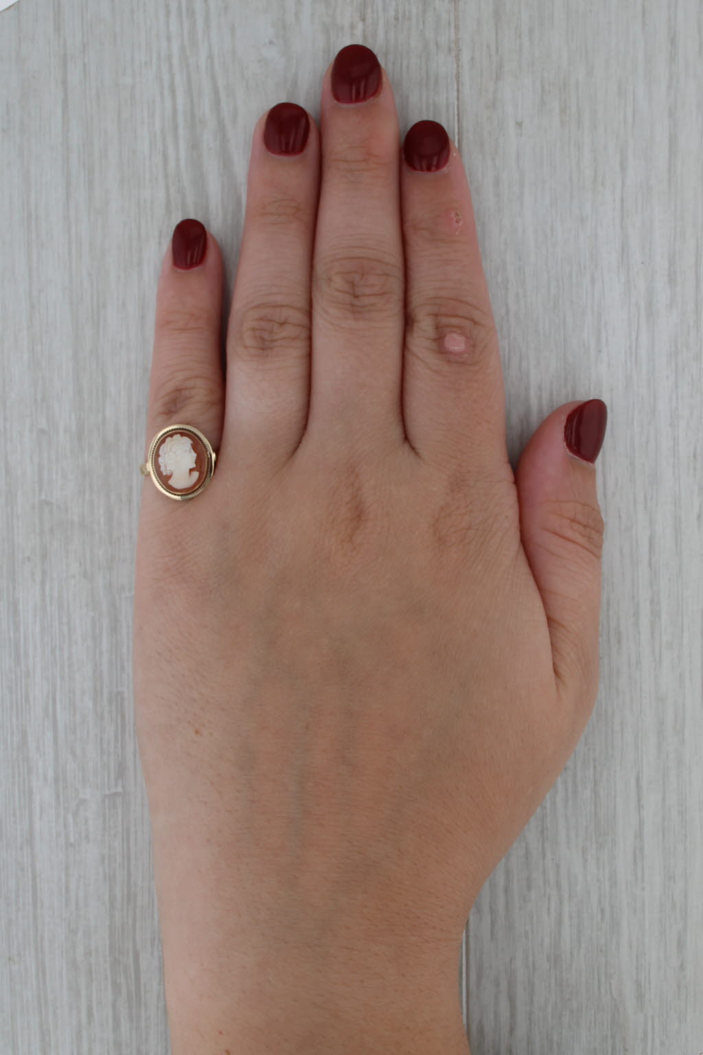 Vintage Shell Cameo Ring 14k Yellow Gold Size 5.5 Figural Carving