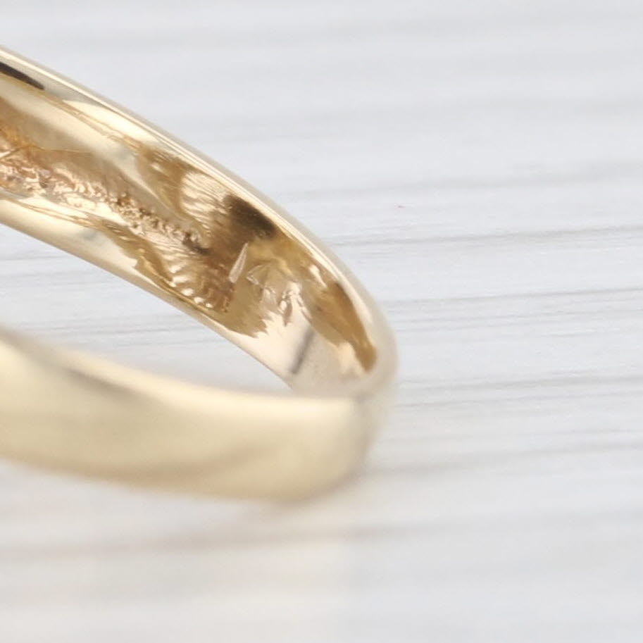 Light Gray Qu'Hier Que Demain French Love Poem Ring 14k Gold Diamond Plus Ruby Minus AS IS