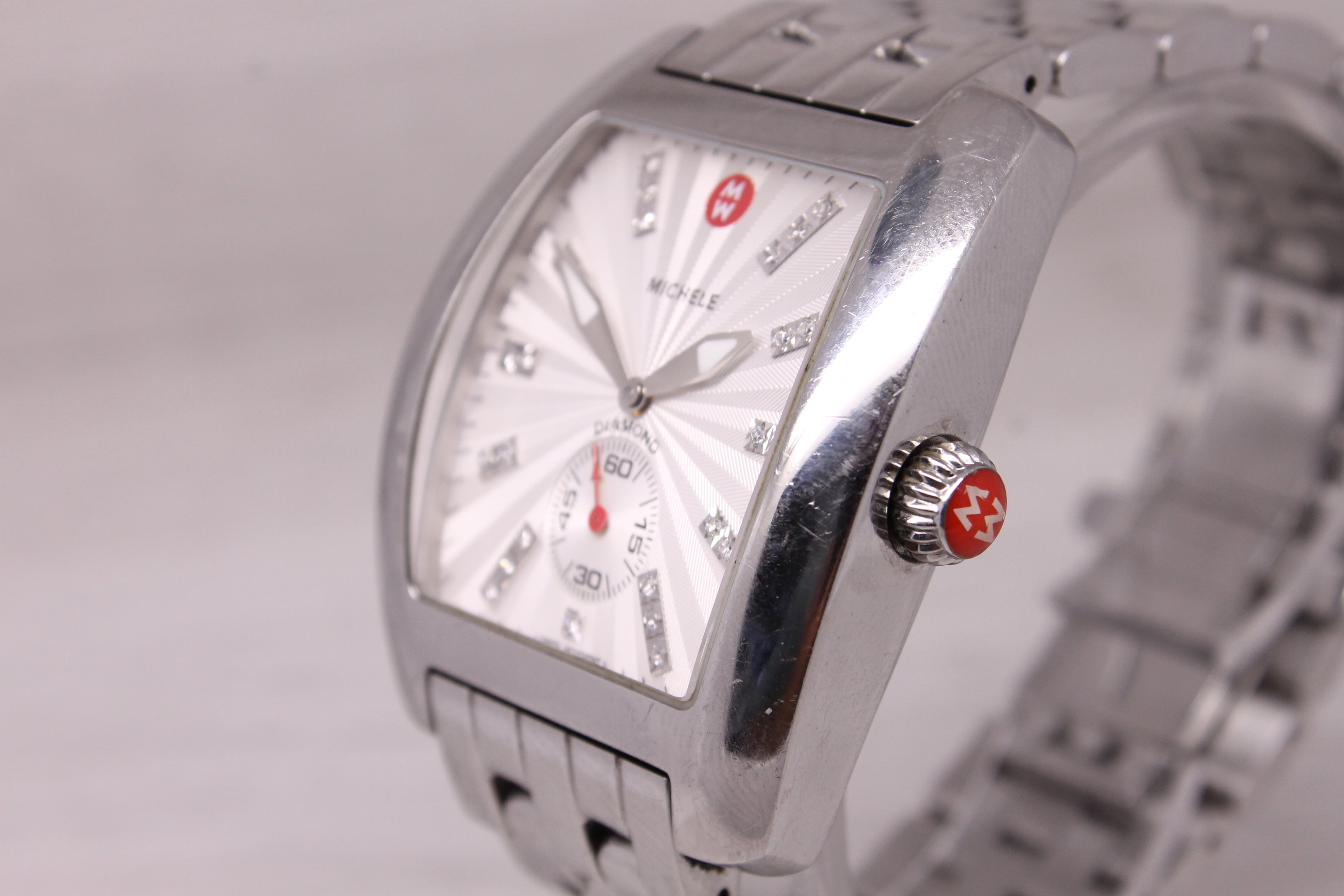 Michele Urban XL Diamond 37mm Stainless Steel Watch Quartz MW02T00A0942 Swiss