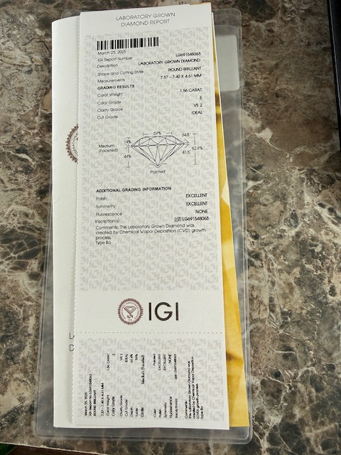 New 3.11ctw IGI Round Lab Grown Diamond Solitaire Stud Earrings 14k Gold Studs