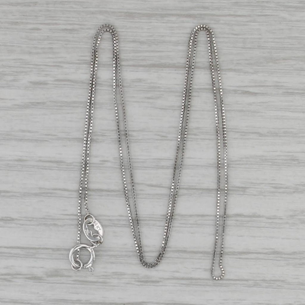 Box Chain Necklace 14k White Gold 17.25" 0.5mm