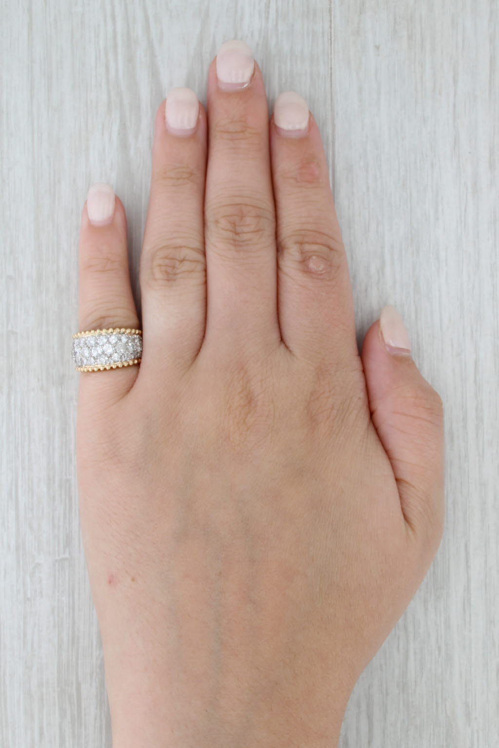 2ctw Pave Diamond Cluster Ring 14k Yellow Gold Size 3.75 Tapering Band