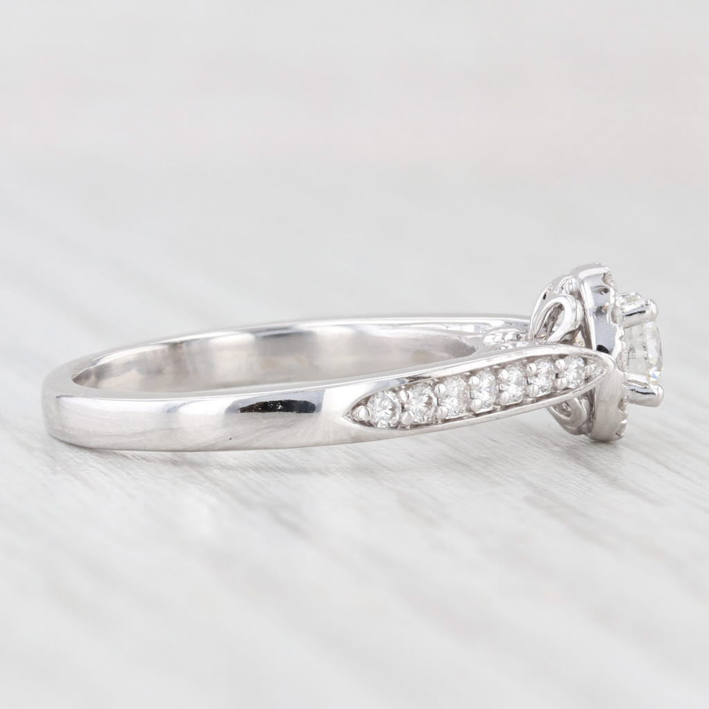 Light Gray Leo 0.81ctw Diamond Halo Engagement Ring 14k White Gold Size 7.25 GSI COA