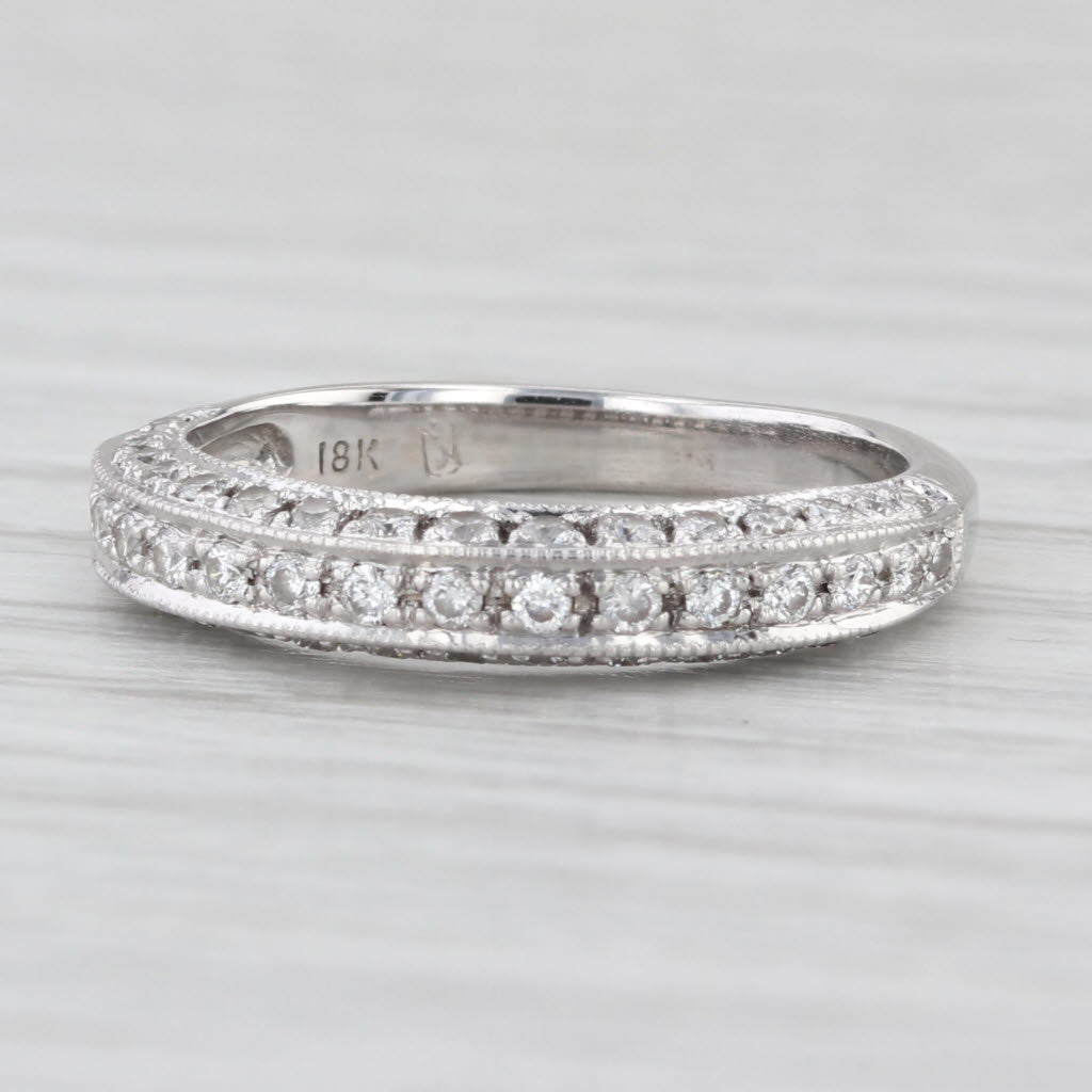 0.42ctw Diamond Wedding Band 18k White Gold Size 5 Stackable Anniversary Ring