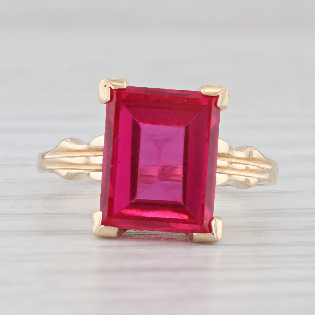 Light Gray 4.25ct Lab Created Ruby Solitaire Ring 10k Yellow Gold Size 5