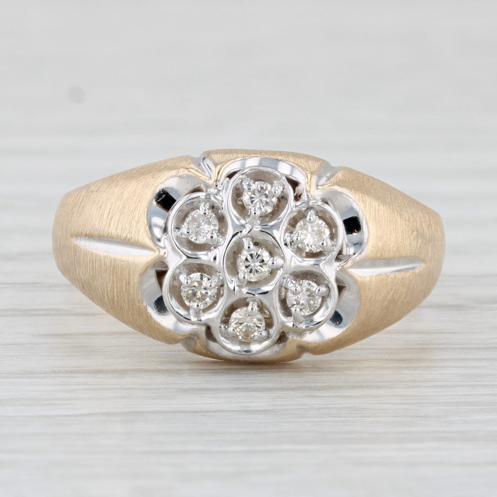 Light Gray Vintage 0.21ctw Diamond Cluster Men's Belcher Setting Ring 10k Gold Size 11.75