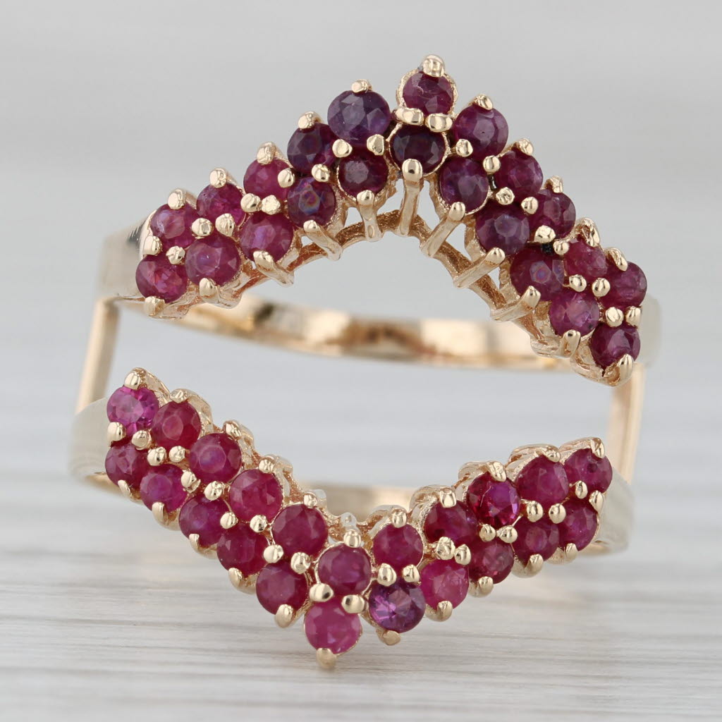 Gray 1.28ctw Ruby Ring Jacket Enhancer 14k Yellow Gold Size 7.5