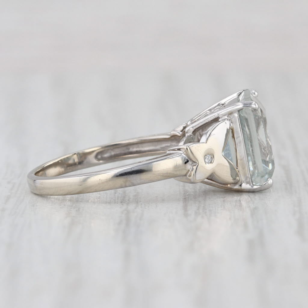 3.80ct Prasiolite Green Amethyst Ring 10k White Gold Size 7 Diamond Accents