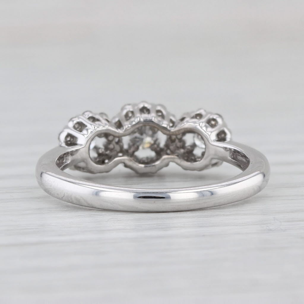 0.40ctw Diamond Halo 3-Stone Ring 10k White Gold Size 7 Engagement