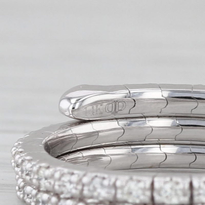 0.60ctw Diamond Wrap Coiled Band Bypass Ring 14k White Gold Flexible Size