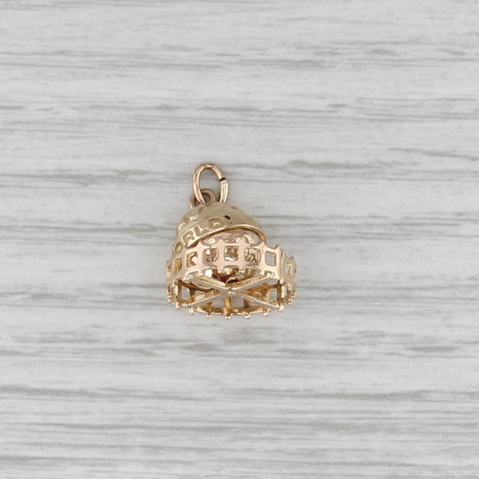 Vintage You Are My World Globe Charm 14k Yellow Gold Pendant Spins 3D