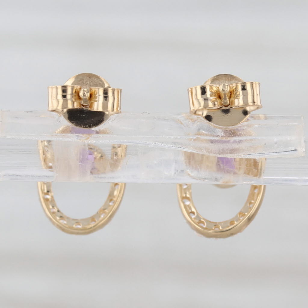 0.52ctw Amethyst Cubic Zirconia Stud Earrings 18k Yellwo Gold Studs