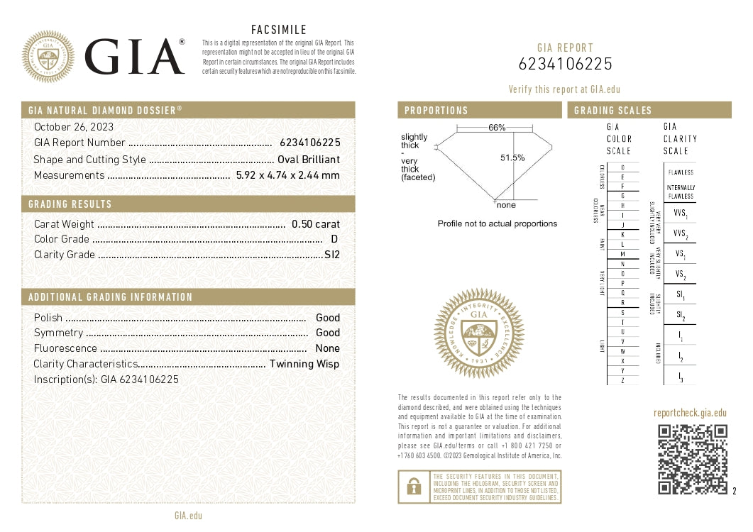 0.50ct Loose Diamond GIA Graded Oval Brilliant D Solitaire for Setting