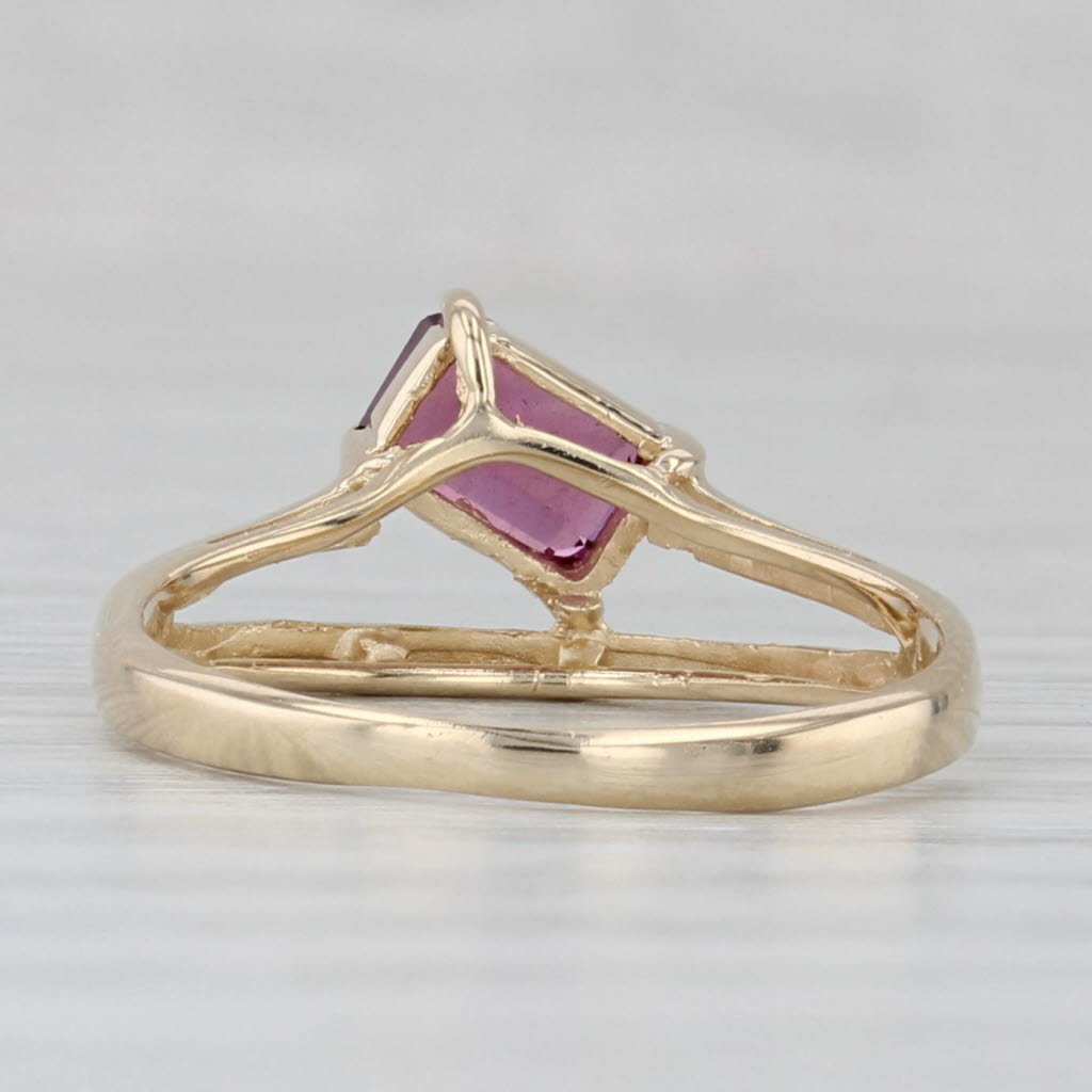 Gray 0.60ct Rhodolite Garnet Emerald Cut Solitaire Ring 14k Yellow Gold Size 5.5
