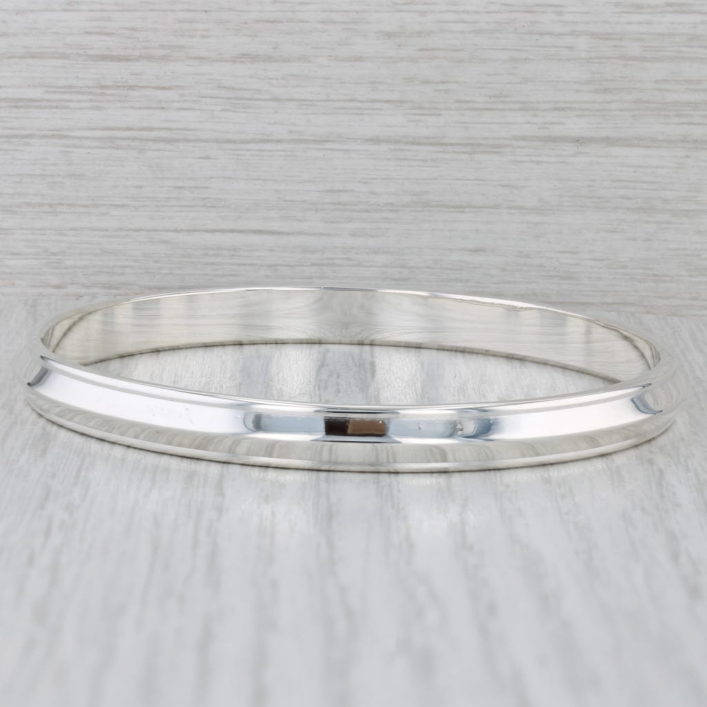 Gray Large Bangle Bracelet Sterling Silver Statement 8.75" 7.3mm