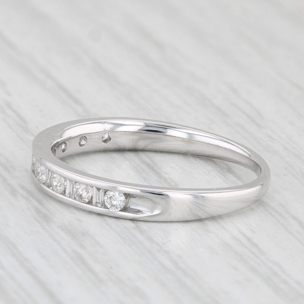 Light Gray 0.24ctw Diamond Wedding Band 14k White Gold Size 5.25 Stackable Anniversary Ring
