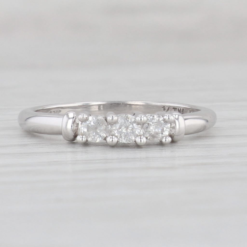 Light Gray 0.19ctw Diamond 3-Stone Ring 10k White Gold Size 7 Engagement