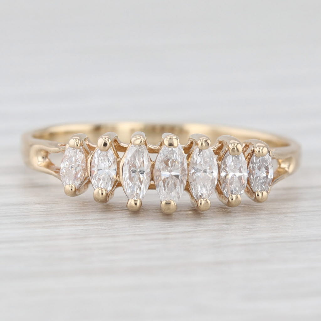 Light Gray 0.49ctw Diamond Rooftop Tiered Pyramid Ring 14k Yellow Gold Stackable Size 8.75