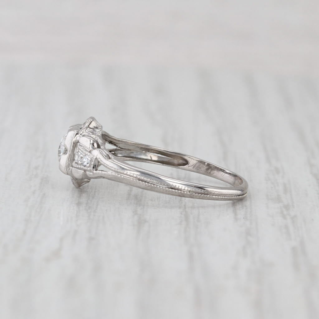 Vintage Art Deco 0.29ctw Diamond Engagement Ring 18k 14k White Gold Size 8