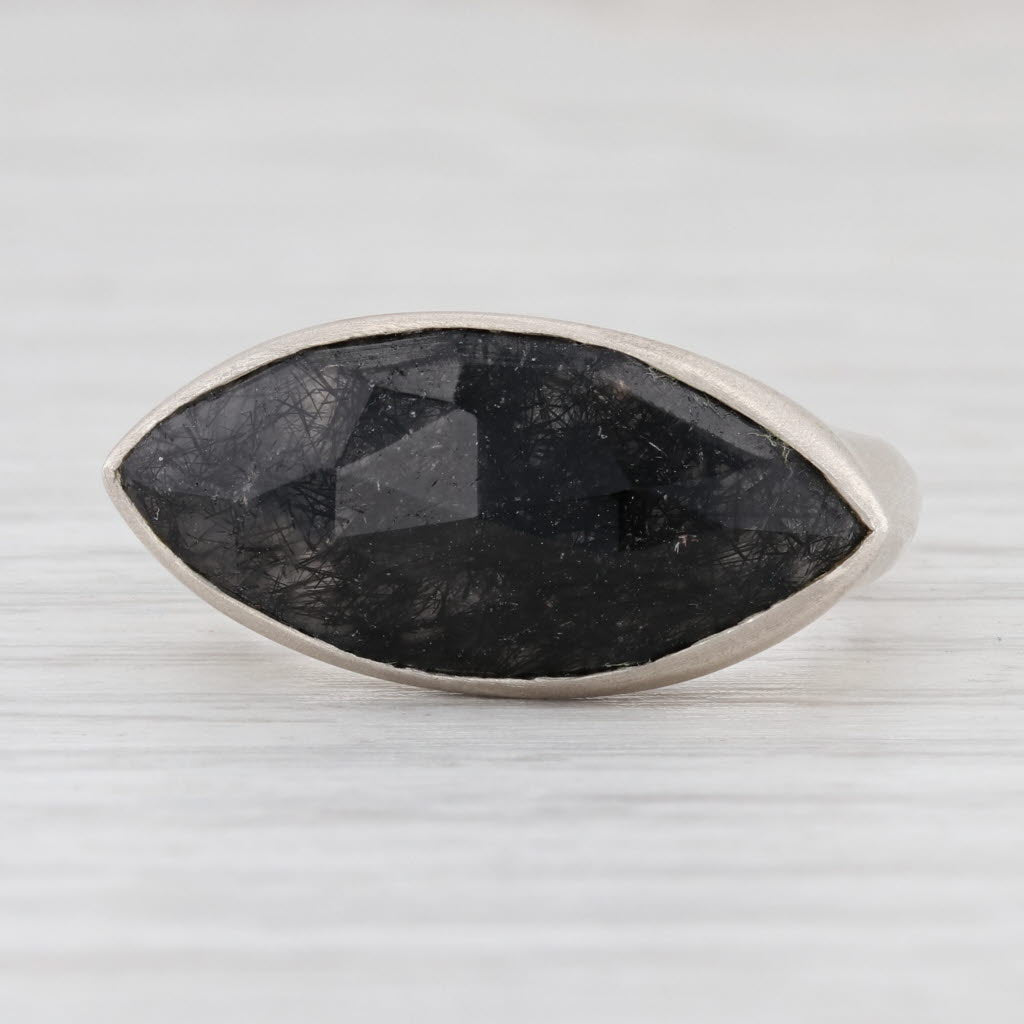 New Nina Wynn Tourmalinated Quartz Statement Ring Sterling Silver Size 7.25