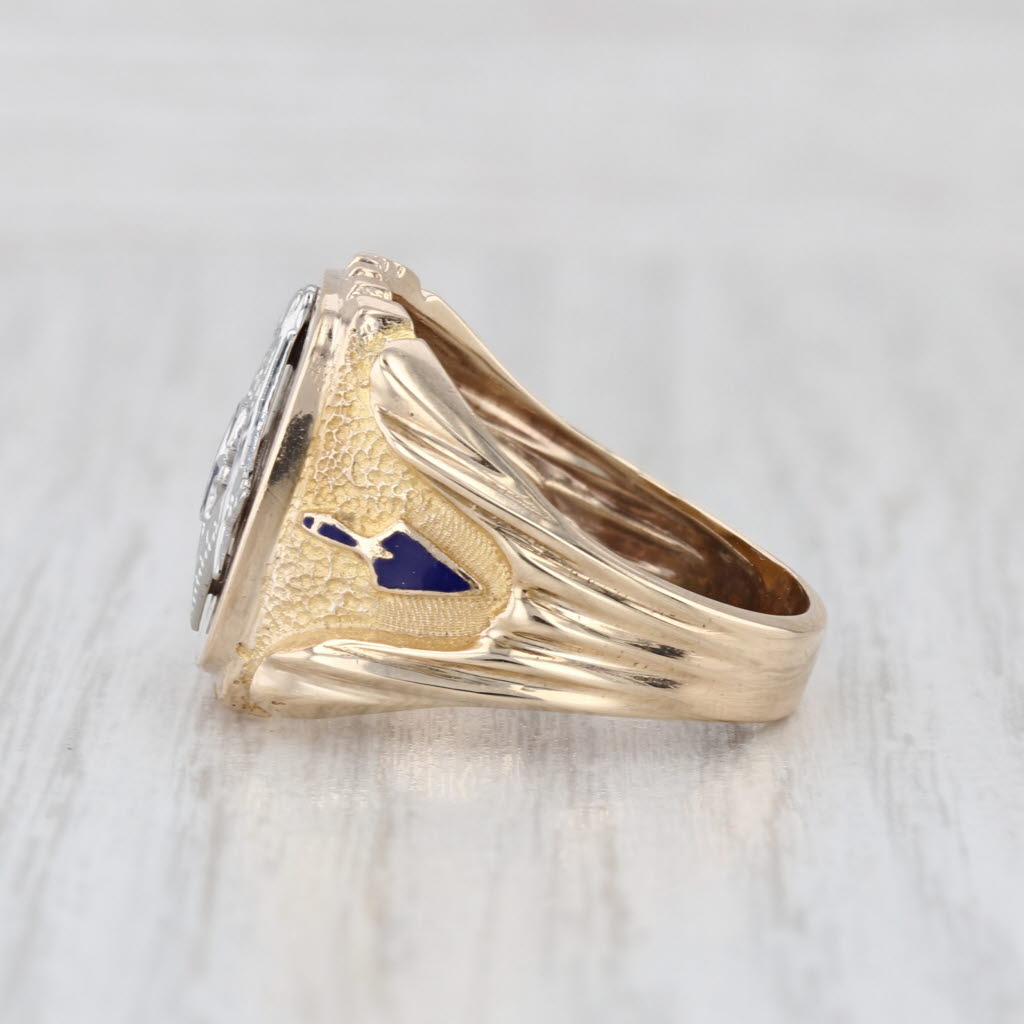 Vintage Masonic Square Compass Signet Ring 10k Gold Size 9.75 Blue Lodge