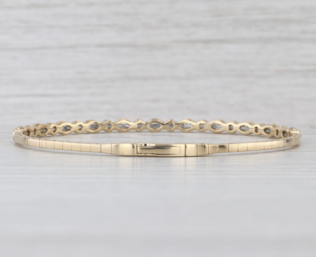 New1.50ctw Diamond Flexible Bangle Bracelet 6.75" 14k Yellow Gold