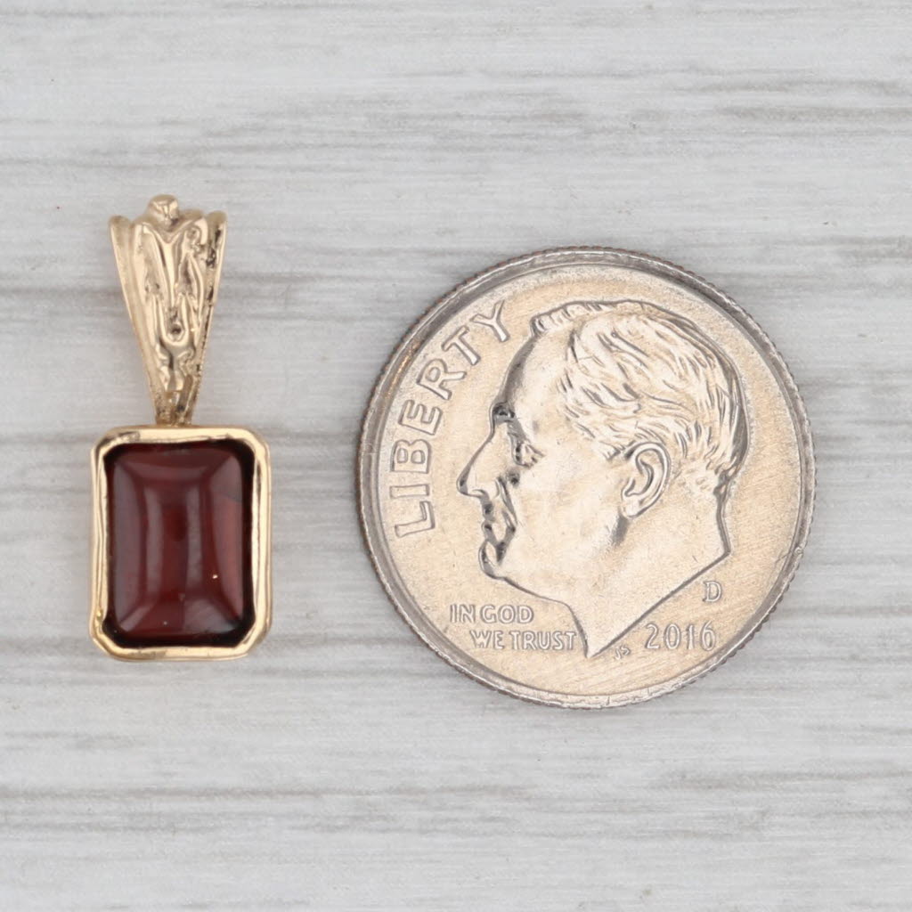 Light Gray Cabochon Garnet Pendant 14k Yellow Gold Small Drop
