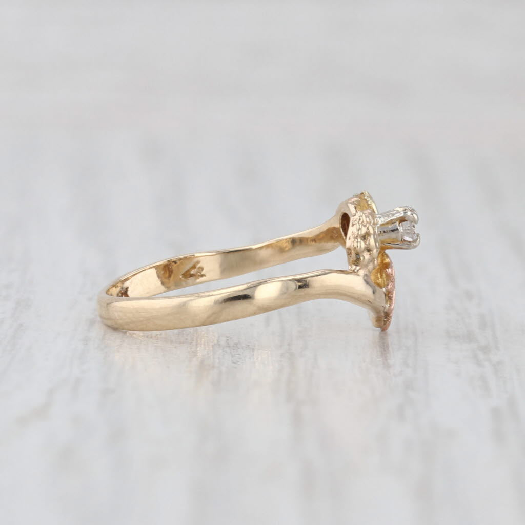 Diamond Leaf Ring 10k Yellow Rose Green Gold Diggers Black Hills Gold Size 6