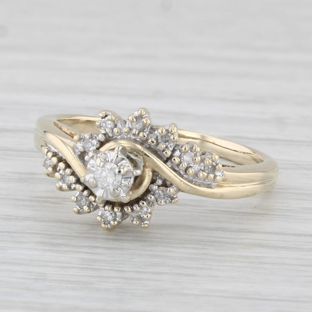 Light Gray 0.12ctw Diamond Engagement Ring 10k Yellow Gold Size 9 Bypass