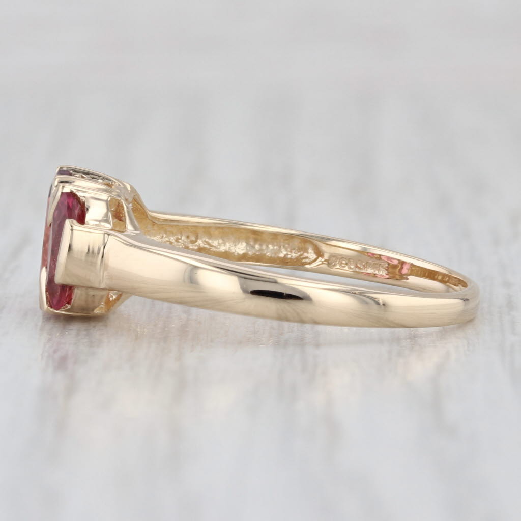 1.68ctw Pink Tourmaline 3-Stone Ring 14k Yellow Gold Size 10