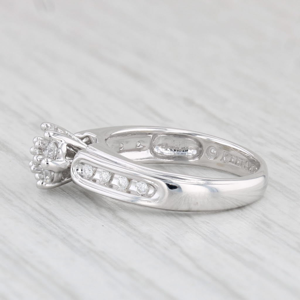 Light Gray 0.25ctw Diamond Cluster Engagement Ring 14k White Gold Size 3.5