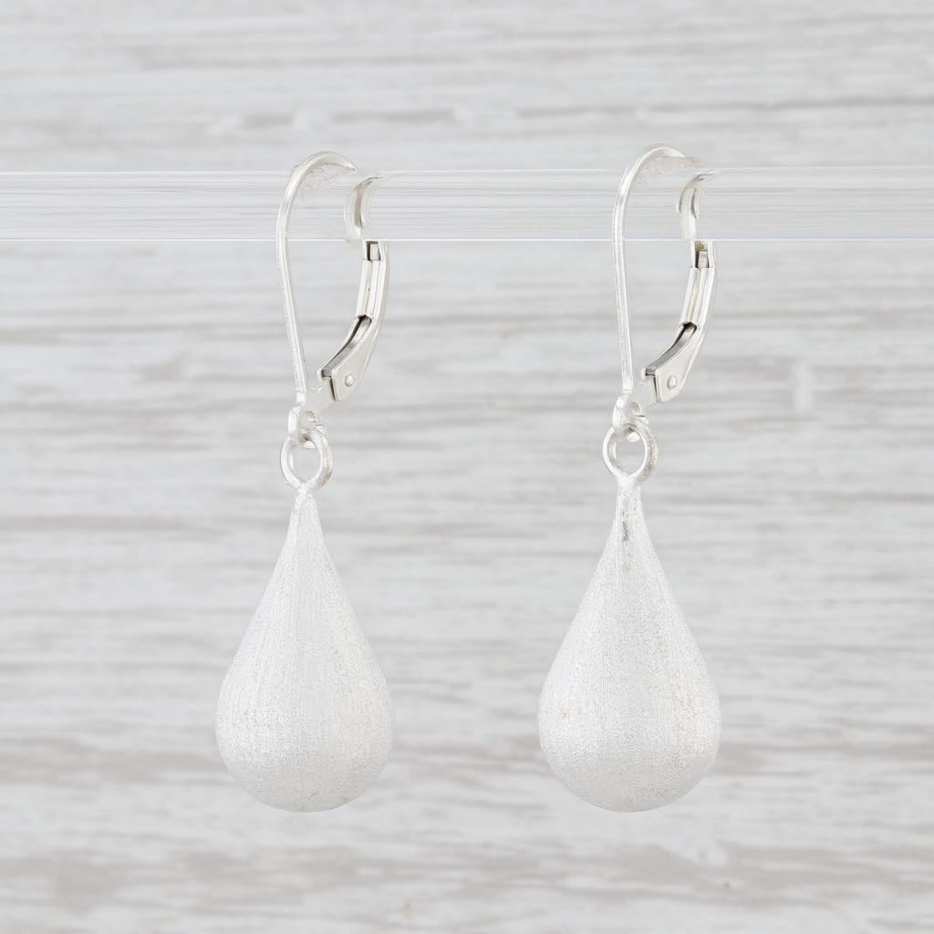 New Nina Wynn Teardrop Earrings Sterling Silver Brushed Dangle Hook Posts
