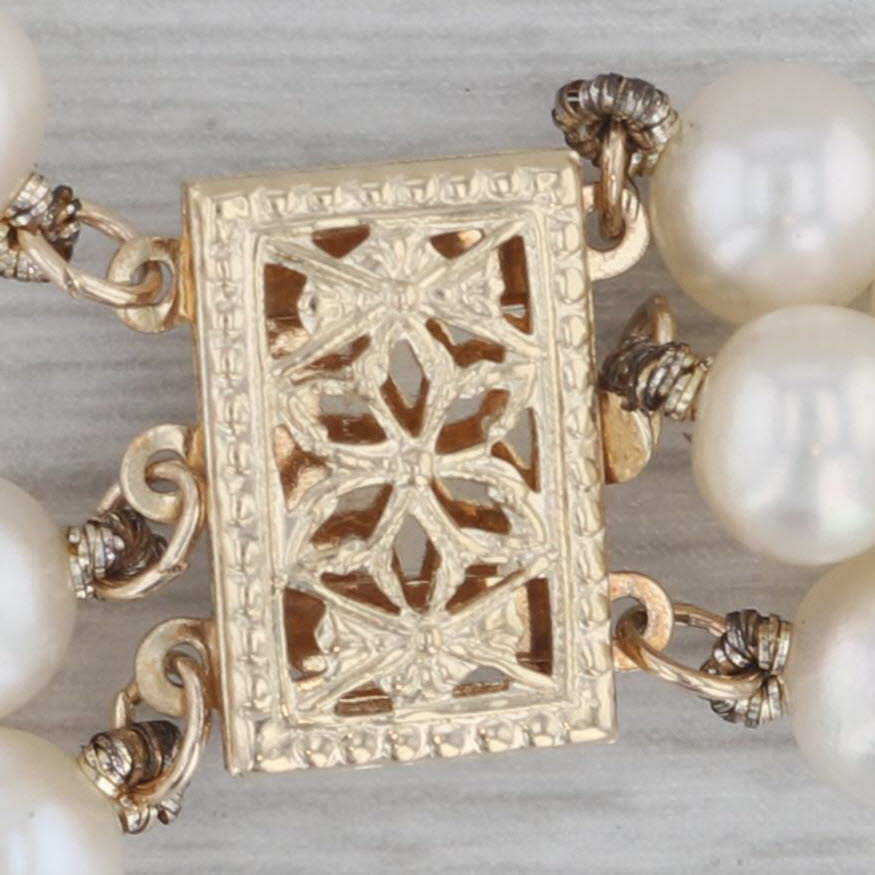 Gray Cultured Pearl Layered 3-Strand Necklace 14k Yellow Gold Clasp 16.25"