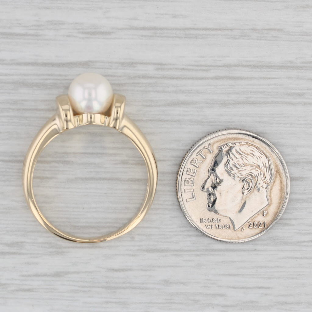 Gray Cultured Pearl Solitaire Ring 14k Yellow Gold Size 7.5
