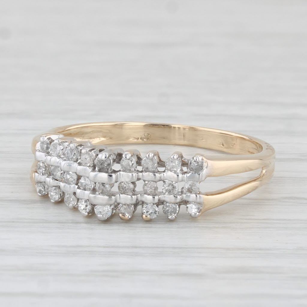 Light Gray 0.16ctw Diamond Ring 10k Yellow Gold Tiered Pyramid Style Size 7.75 Stackable