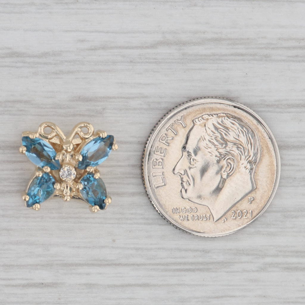 Gray Richard Klein Blue Topaz Diamond Butterfly Slide Bracelet Charm 14k Gold Vintage