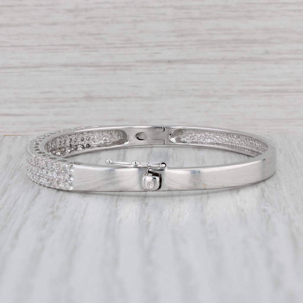 Gray 2ctw Diamond Bangle Bracelet 14k White Gold 6.75" Hinged
