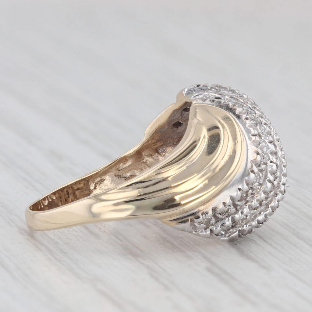 Light Gray 0.47ctw Scalloped Diamond Ring 10k Yellow White Gold Size 7.25