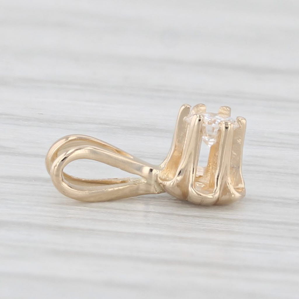 Light Gray Small Diamond Solitaire Pendant 14k Yellow Gold